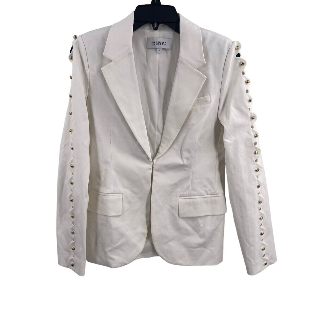 Derek Lam 10 Crosby White Blazer Gold‎ Detail Sleeve Size 2 New